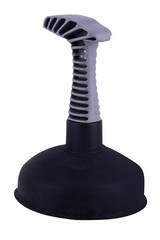 isolated plunger with grey handle with clipping path on white background