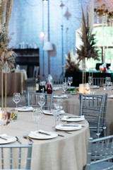Table dressed up for wedding reception