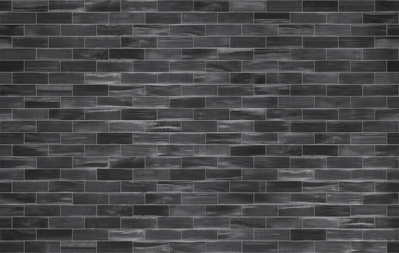 Brick shaped black wood tiles plank, seamless texture