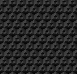 Black seamless abstract geometric pattern, Half a block within a block wallpaper design