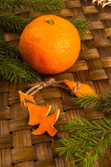 Christmas decorations hand made from tangerine peel