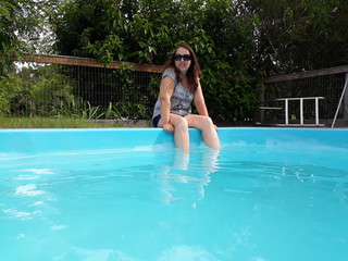 woman in swimming pool