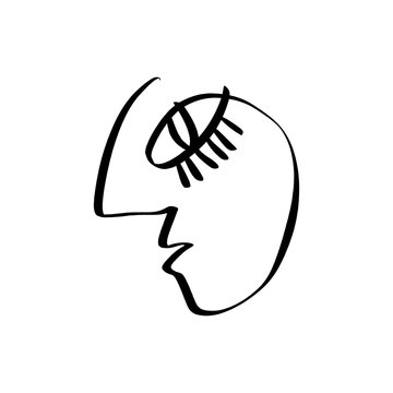 recommend clip art: Simple hand drawn black and white trendy line portrait face art. Abstract composition. Monochrome print for clothes, textile, posters and other. Vector