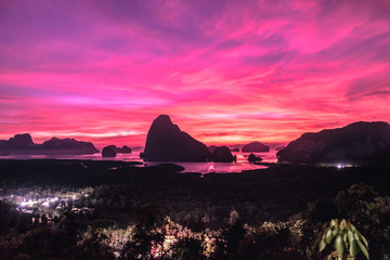 Samed Nang Chee, new unseen view point at Ao Phang Nga National Park, Phang Nga Bay, traveling sea scape in Thailand.