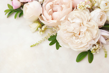 Summer blossoming delicate rose blooming flowers festive background, pastel and soft bouquet floral...