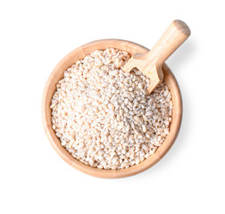 Barley rice on white  background,Top view