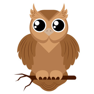 Cartoon owl. Vector illustration on a white background. Drawing for children.