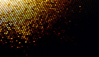 Abstract gold particle background, backdrop with glowing golden dots, hi-tech concept, yellow color...