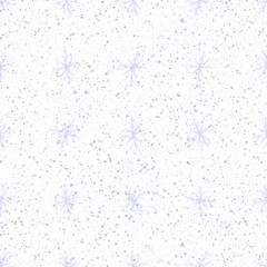 Hand Drawn blue Snowflakes Christmas Seamless Patt