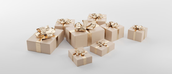 golden brown packages 3d-illustration design