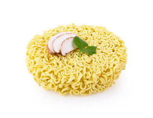 Instant noodles on white background