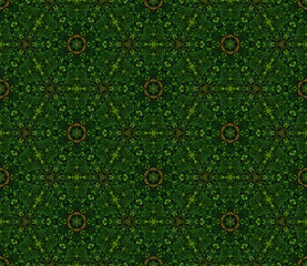 Dark green background pattern from the greenery hexagon figures. Geometric seamless design template with simple symmetric ornament