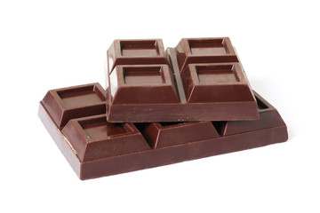 Black chocolate bar isolated on a white background.