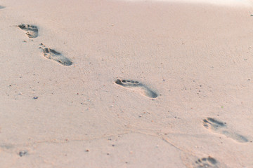 footprints in the sea sand
