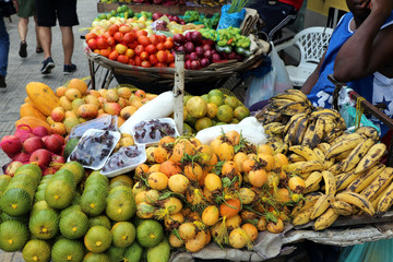 street market with fresh vegetables and fruits - Manaus, Brazil