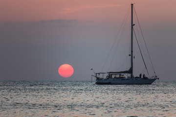 sailboat at sunset in Andaman sea