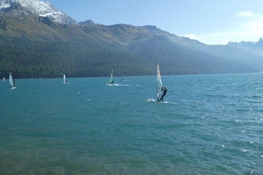 Wassersportler am Silvaplanersee