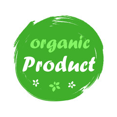 Organic product logo labels and tags. Vector hand drawn illustration. Vegetarian eco green concept.