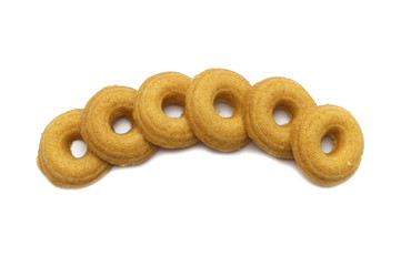 Danish style butter cookies biscuit isolated on white background.