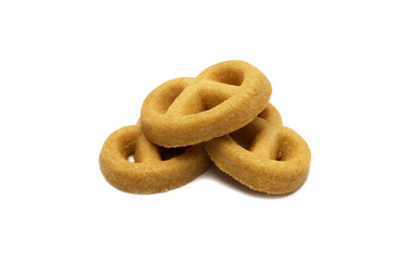 Danish style butter cookies biscuit isolated on white background.