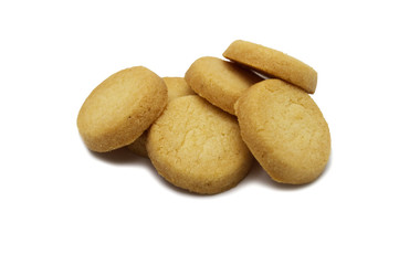 Danish style butter cookies biscuit isolated on white background.