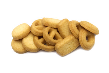 Danish style butter cookies biscuit isolated on white background.