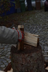 Brennholz mit der Axt spalten