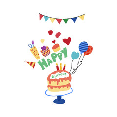 happy birthday card with balloons