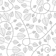 seamless pattern with leaves and curves