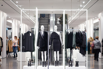 Interiors of clothing boutique in trading center