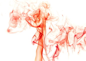 Red smoke on white background