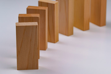Wooden blocks in a row