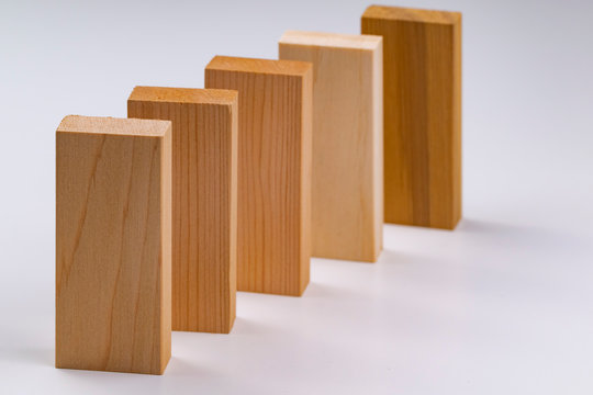 Wooden blocks in a row