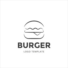 Burger vector emblem template in line style.