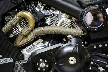 background of v-shaped motorcycle engine 