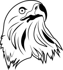 vector black and white illustration of an eagle without background