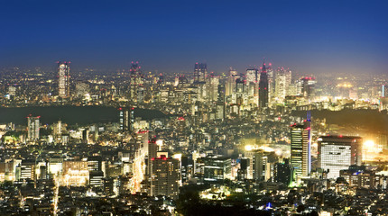 Fototapeta na wymiar Tokyo skyline at night view from Roppongi Hills Mori Tower