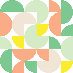 Green and orange circles geometric abstract background
