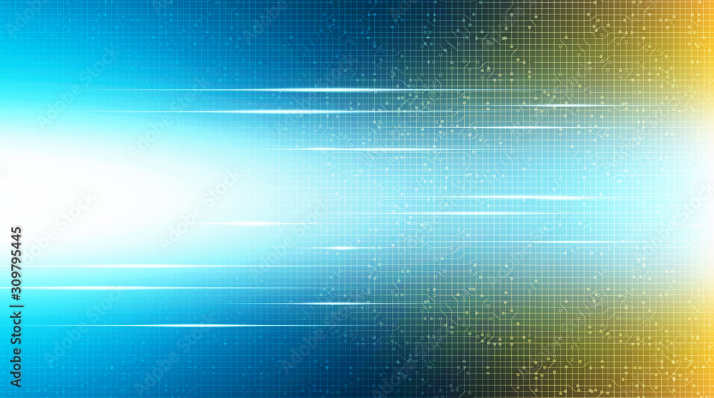 Poster speed circuit microchip technology on future background,hi-tech digital and communication concept de