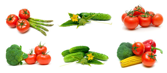 ripe vegetables on a white background