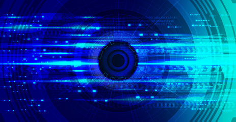Blue Abstract Cyber Hi-tech Eye Technology Background,Camera Security and Robot Concept design,Vector Illustration.