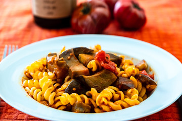 Pasta alla norma, a traditional recipie of italian food tradition