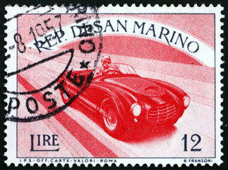 Postage stamp San Marino 1954 automobile, sport