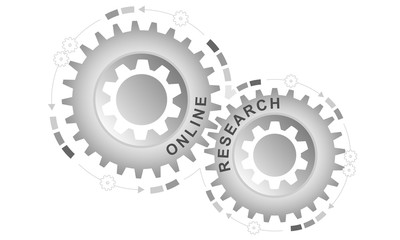 Online research concept. Abstract background with connected gears. Vector infographic illustration.