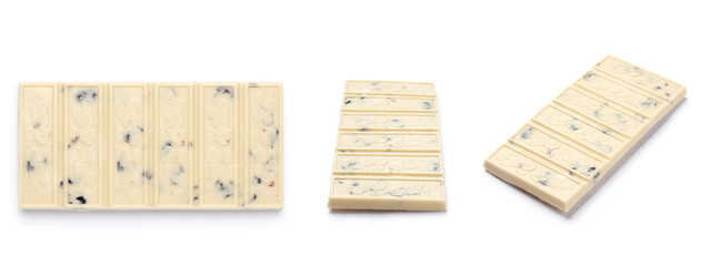 White chocolate bar isolated on a white background.