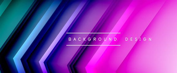 Arrow lines, technology digital template with shadows and lights on gradient background. Trendy simple fluid color gradient abstract background with dynamic straight shadow lines effect