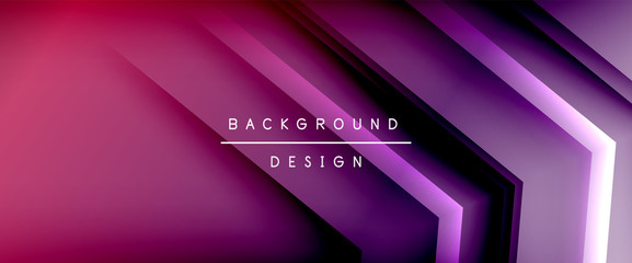 Arrow lines, technology digital template with shadows and lights on gradient background. Trendy simple fluid color gradient abstract background with dynamic straight shadow lines effect