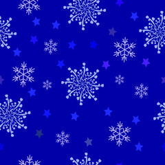 Fototapeta na wymiar pattern winter snowflakes on background blue