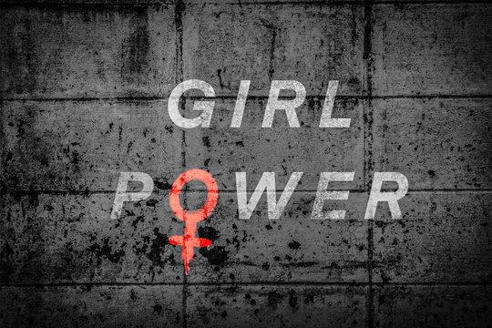 Girl power text spray paint on the wall - Powered by Adobe