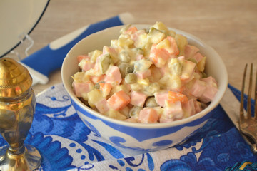 salad Olivier is popular russian and slavic salad, which is considered a holiday and the traditional New Year and Christmas